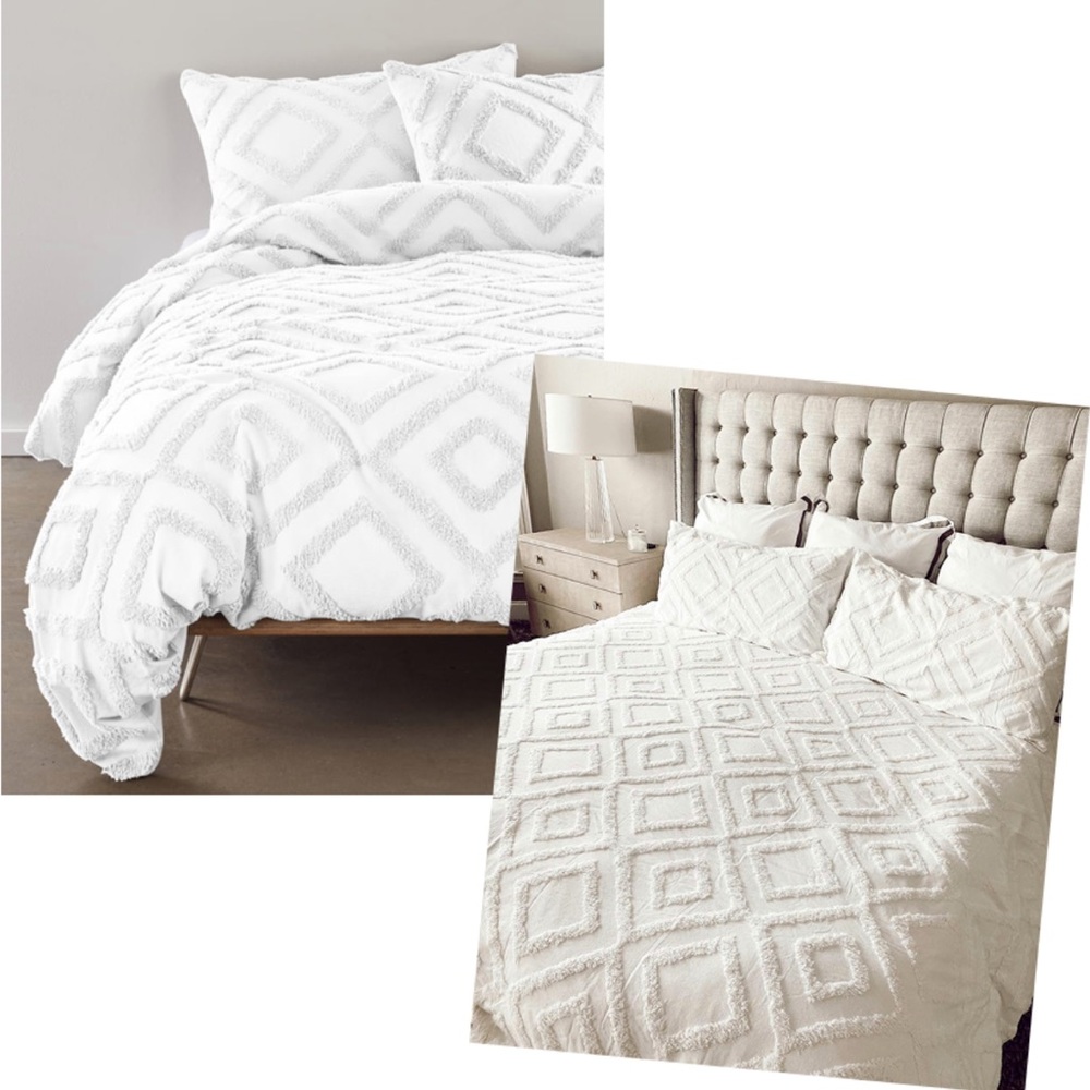 BP Tufted Lattice White Duvet Set - NWT - Full